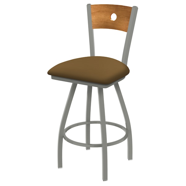 30" Swivel Counter Stool, SS Finish, Med Back, Canter Saddle Seat